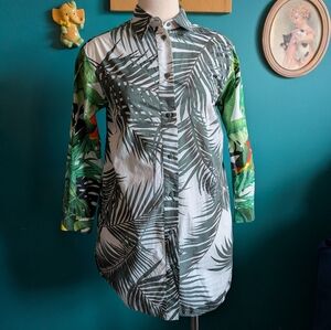 Max Mara Diego Shirt Dress Tropical Print Size 2 Designer